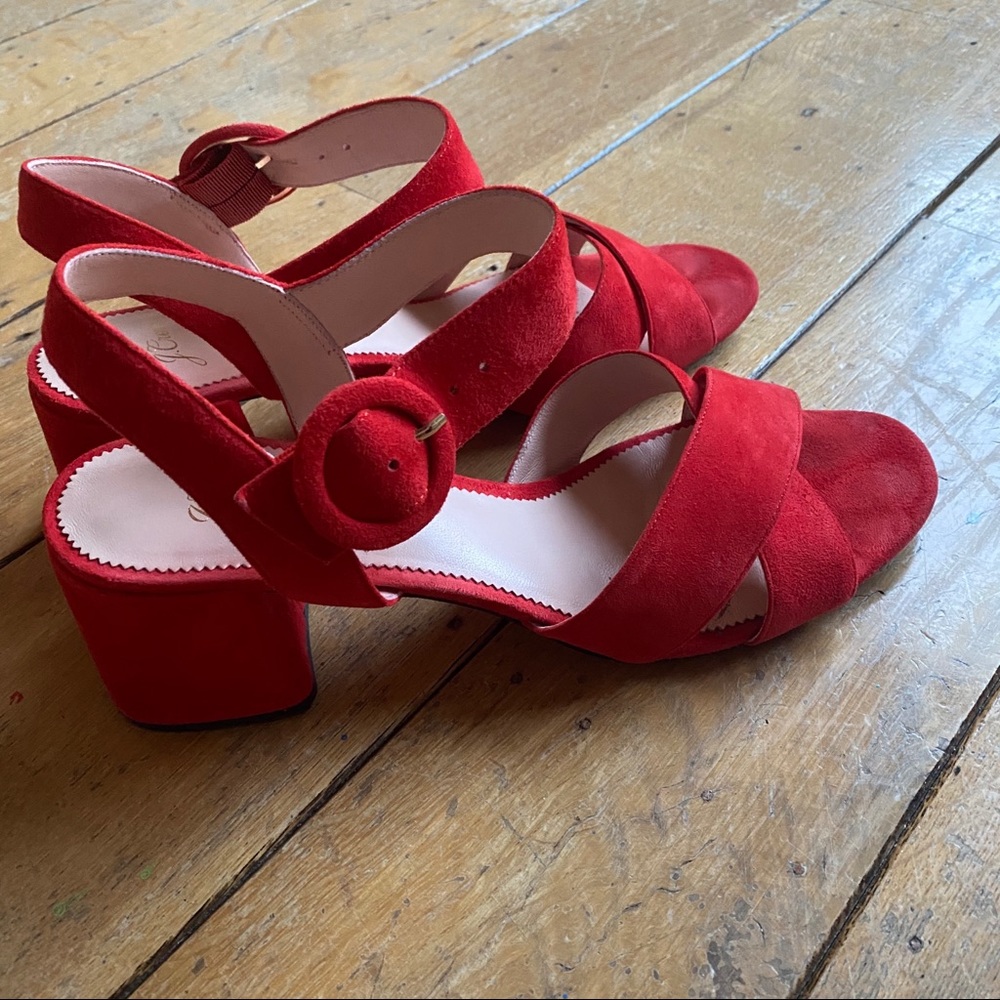 red velvet heeled sandal
